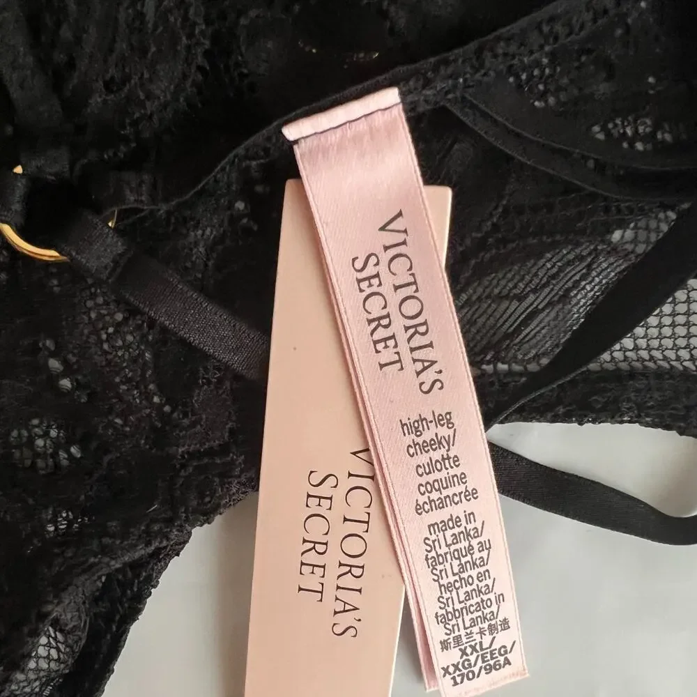 Victoria's Secret Black Lace High-Leg Cheeky Panty, XXL - Picture 2 of 4